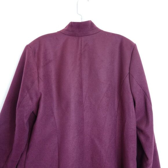 H by Halston Knee Length Snap Front Coat with Notch Collar Maroon Burgundy Size - Picture 6 of 14